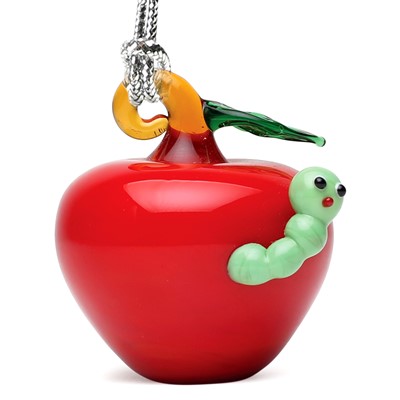 Glassdelights Ornament Apple With Worm