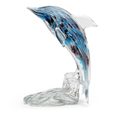 Blue Swirl Dolphin On Stand
