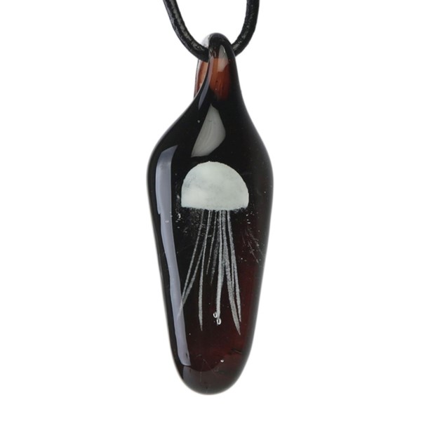 Tall Jellyfish Pendant - White/Black Glow