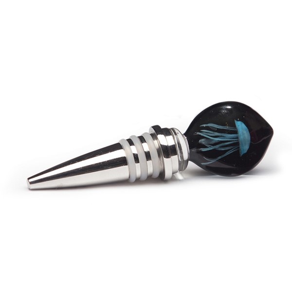 Jellyfish Wine Stopper - Blue/Black Glow