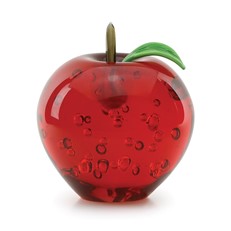 Red Apple with Glass Stem & Leaf