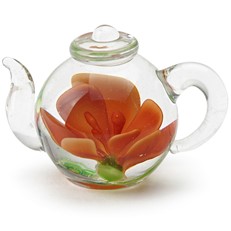 Mini Teapot Flower Figurine - Red