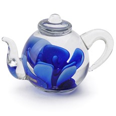 Mini Teapot Flower Figurine - Blue