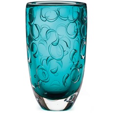 Glass Funnel Ring Vase Teal