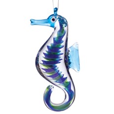 Glassdelights Ornament - Seahorse, Blue