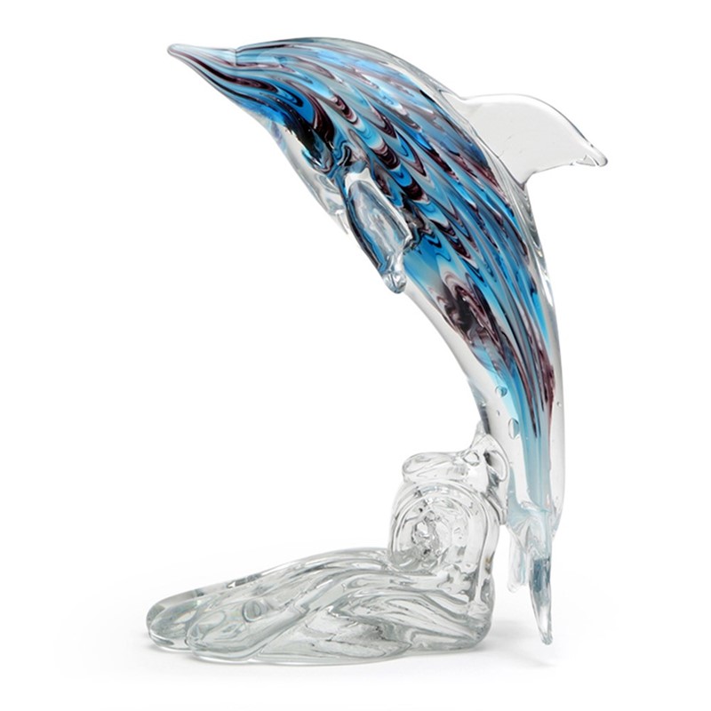 Blue Swirl Dolphin On Stand 25078