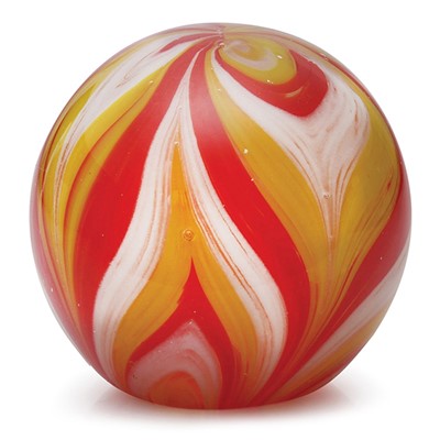 Large Paperweight - Feathers Yellow & Red Glow