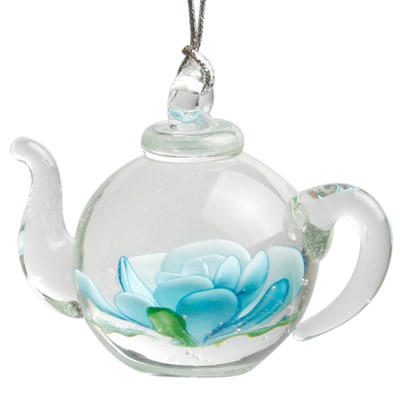 Teapot Ornament - Blue Flower