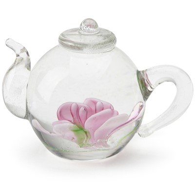 Mini Teapot Flower Figurine - Pink