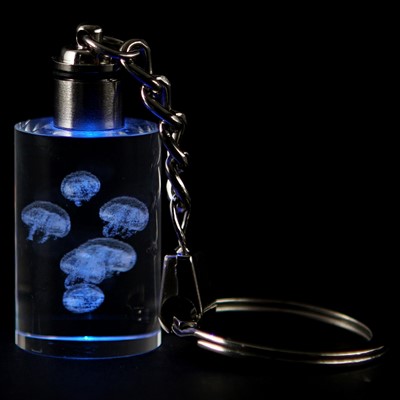 Crystal Keychain - Moon Jelly, Blue LED