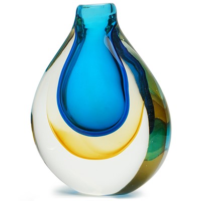 Halo Teardrop Vase - Aqua/Amber