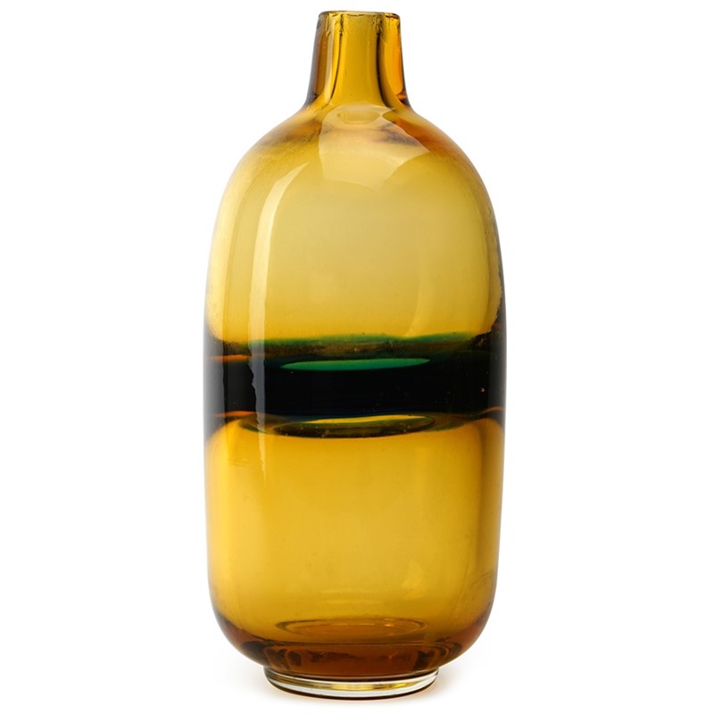 Flask Loop Vase - Amber/Aqua