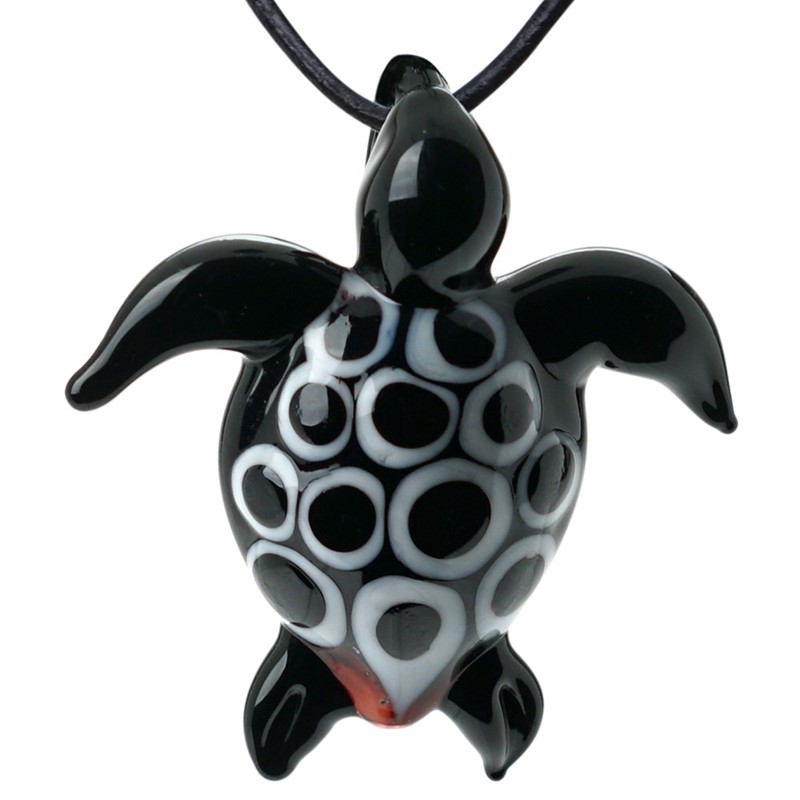 Sea Turtle Pendant - Black/White