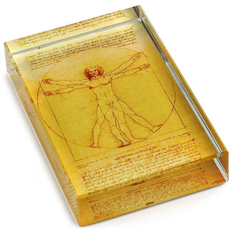 DeskPop Crystal Paperweight - Vitruvian Man