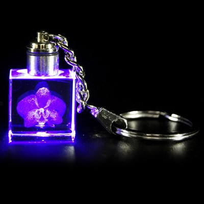 Crystal Keychain - Orchid Purple LED