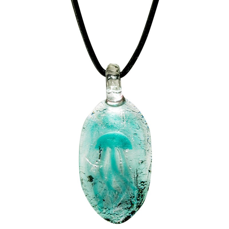 Jellyfish Pendant - Turquoise Silver Glow