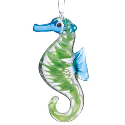 Glassdelights Ornament - Seahorse, Green