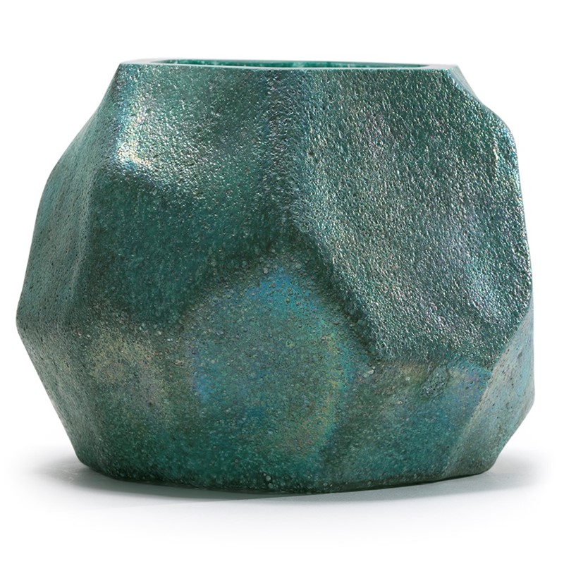 Glass Votive - Geometrix Patina Copper