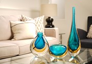 Halo Skinny Vase - Aqua/Amber 26730A View 3