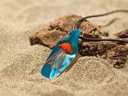 Tall Jellyfish Pendant - Orange/Blue Glow 83101OR View 4