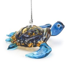 Glassdelights Ornament Baby Sea Turtle - Blue
