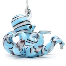 Glassdelights Ornament - Blue Striped Octopus