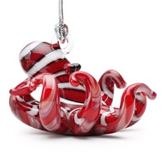 Glassdelights Ornament - Red Striped Octopus