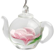Teapot Ornament - Pink Flower