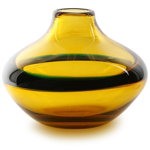 Disc Loop Vase - Amber/Aqua