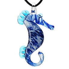 Seahorse Pendant - Dark Blue Glow