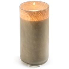 Glisten + Glass Candle - Grey Cylinder - Sandalwood + Vanilla